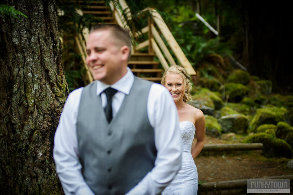 Reveal before ceremony forest wedding Victoria BC