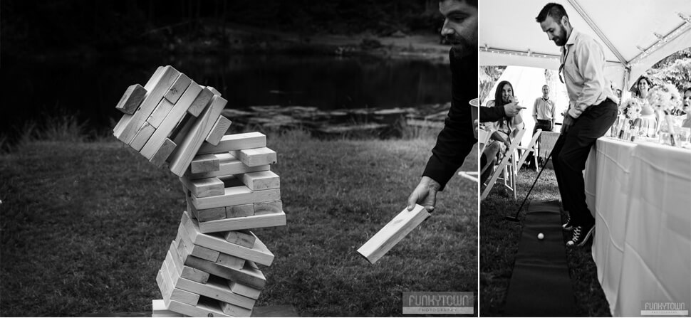 Games at tent wedding Shawnigan Lake Victoria BC