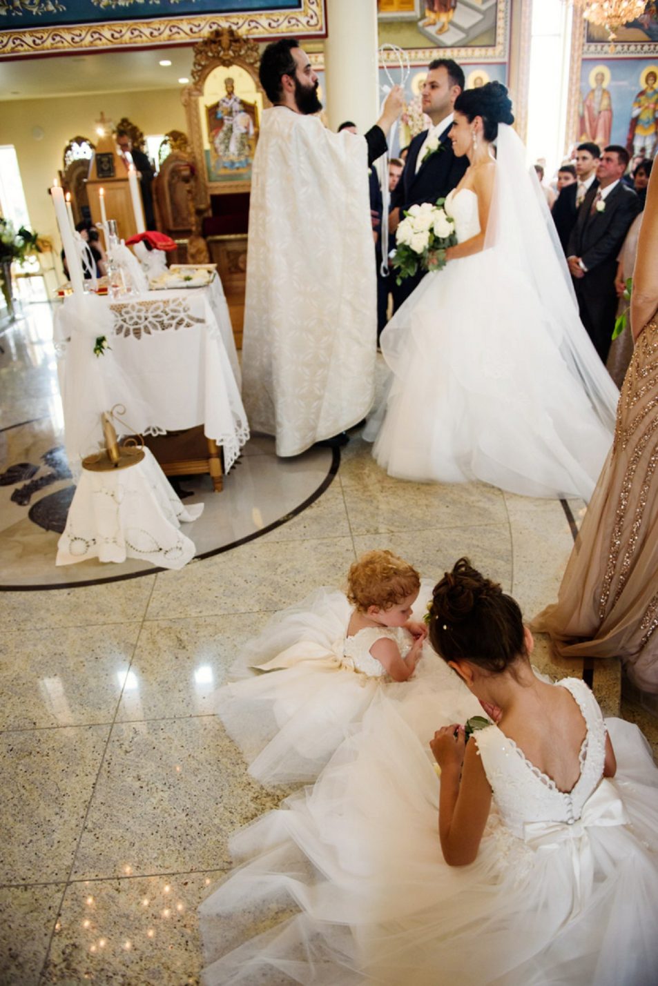 Cute flower girls candid moment wedding photography