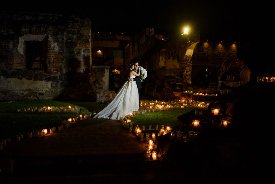 Night portraits Wedding in Antigua Guatemala at Casa Santo Domingo