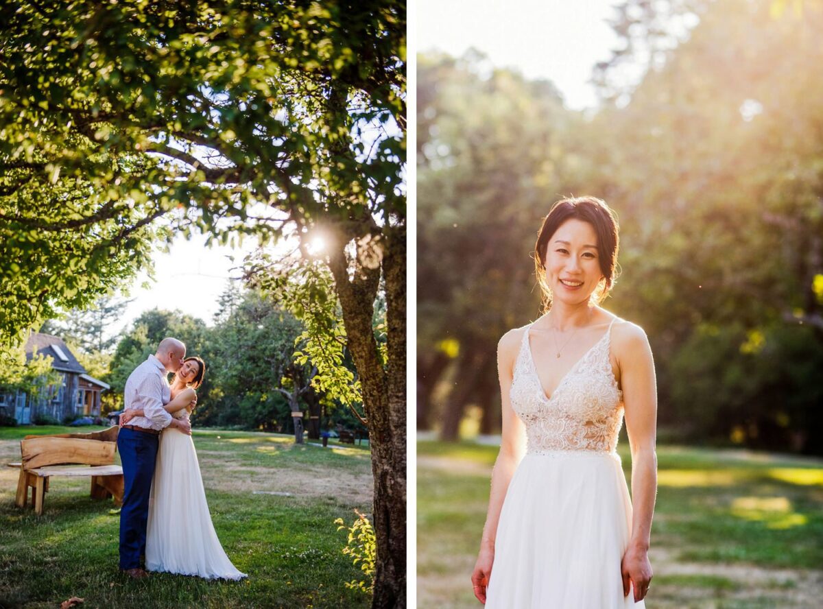 Sunset wedding portraits at Victoria BC's Bilston Creek Lavender Farm