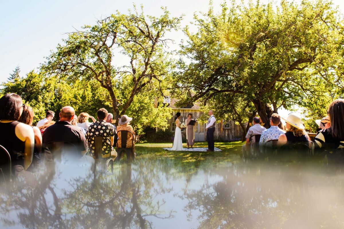 A creative ceremony photo at Bilston Creek Farm in Metchosin BC